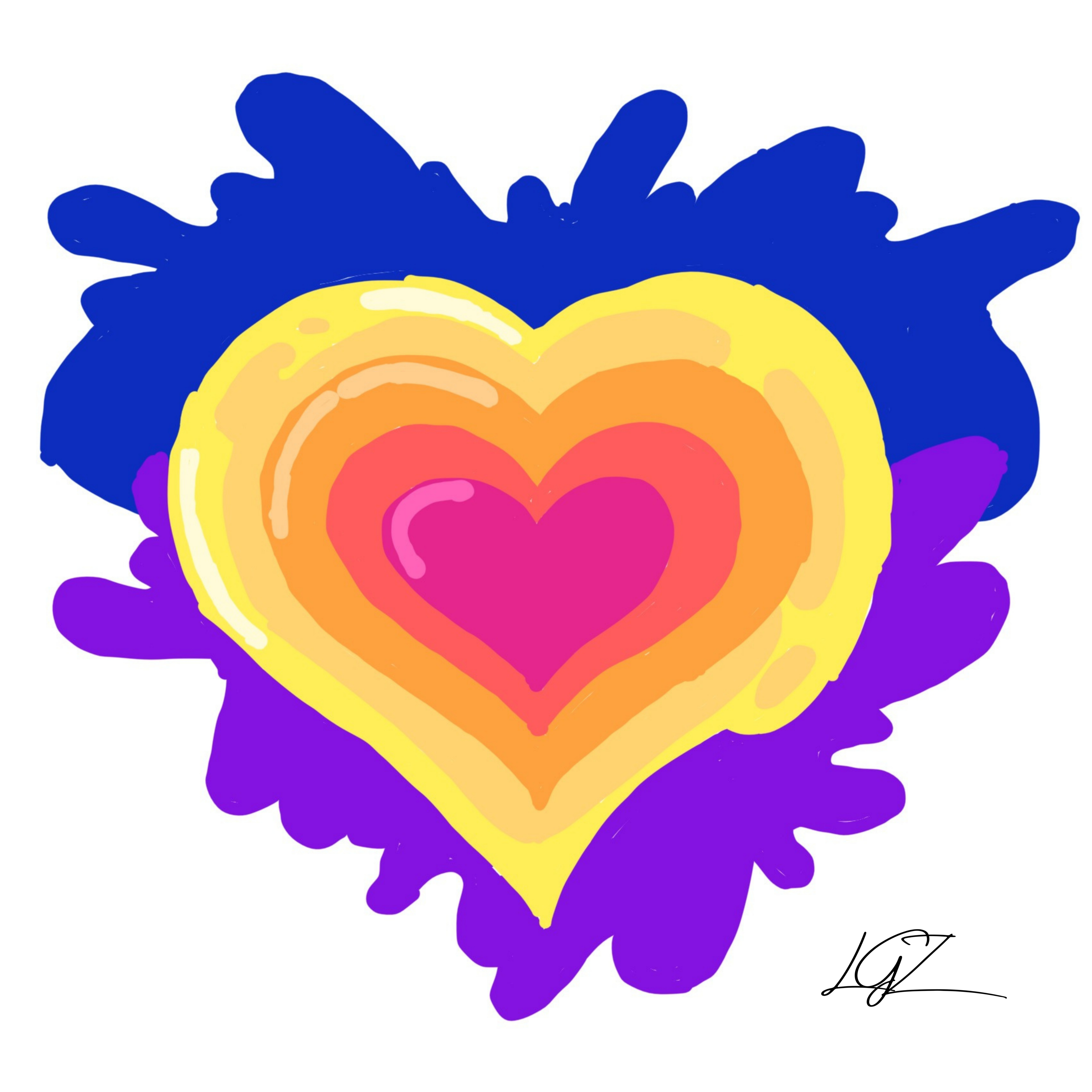 Colorful Heart Art Print 11x14