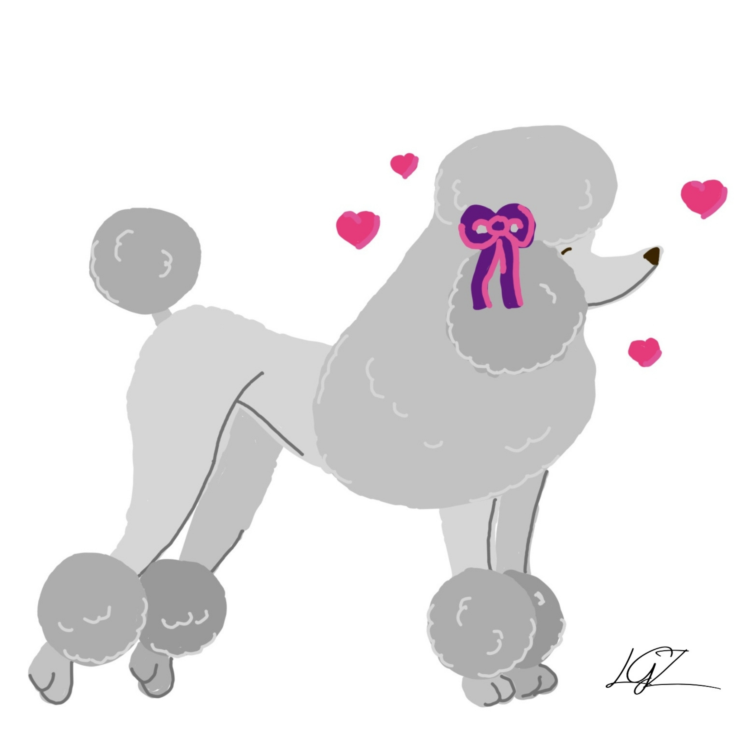 Poodle with a Bow