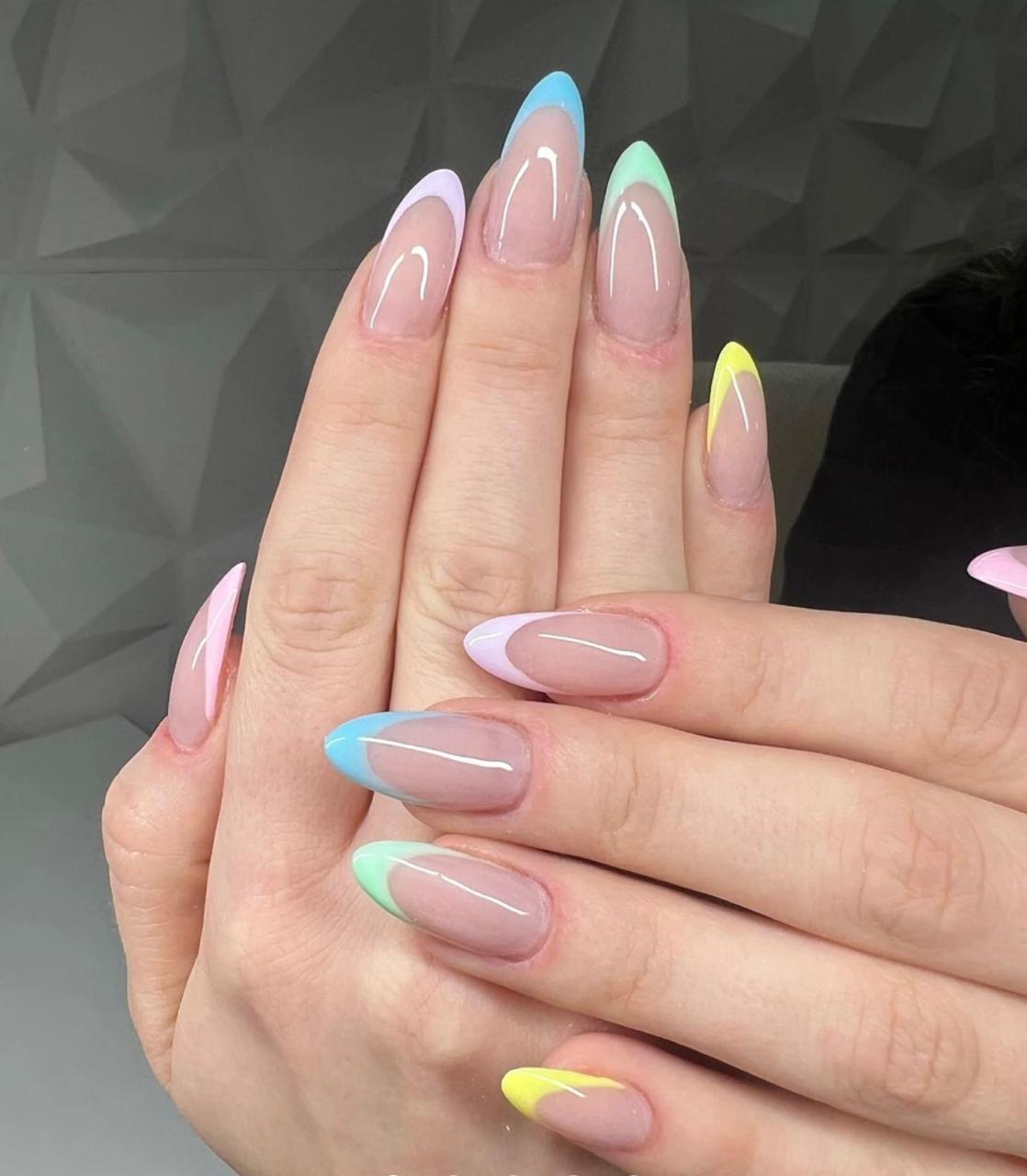 Pastel French Tip Gel Nails