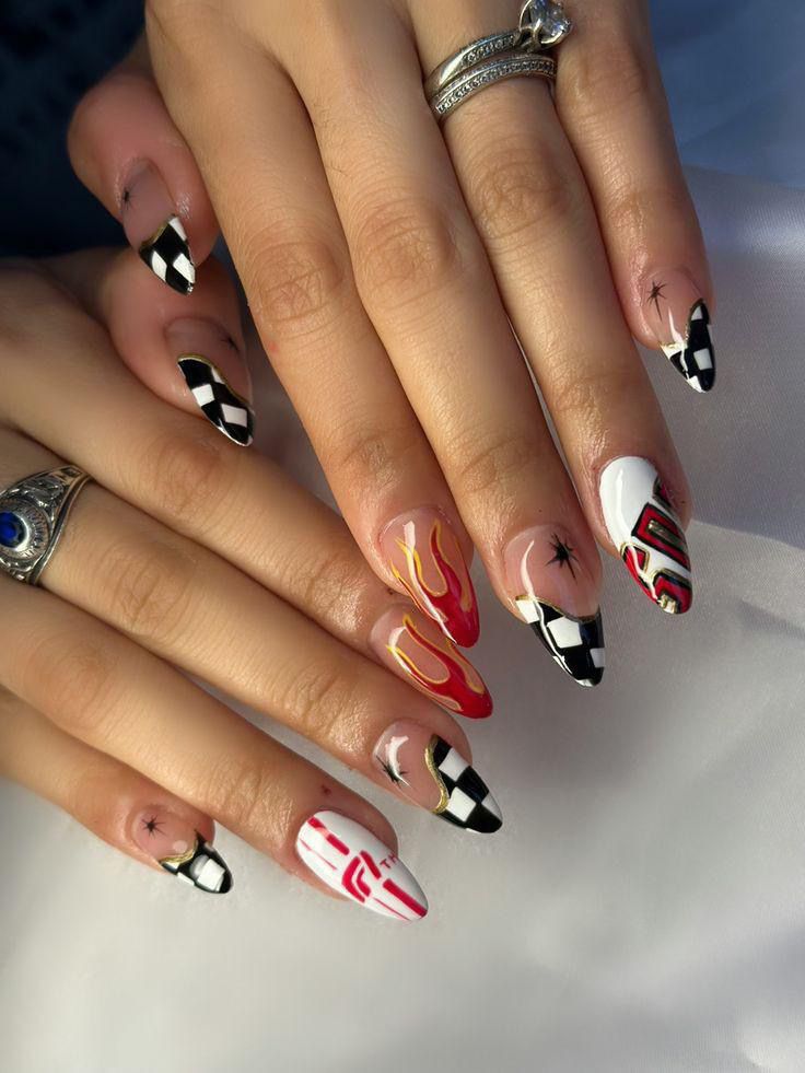 Racing Flame Nail Art Set