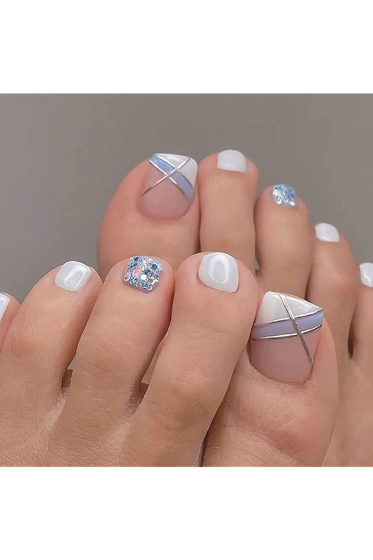 Elegant Geometric Toe Nail Art Set