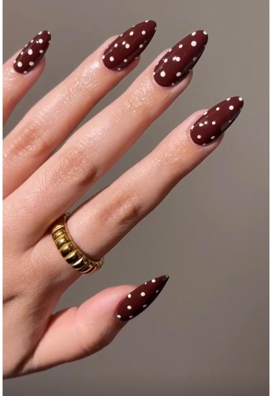 Brown Polka Dot Press-On Nails