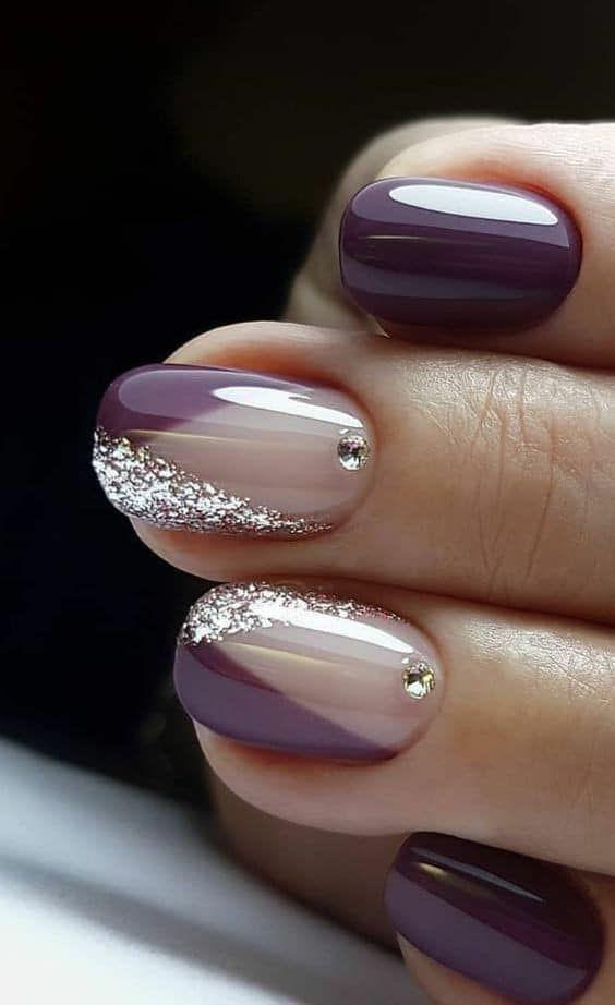 Elegant Purple Glitter Nail Art