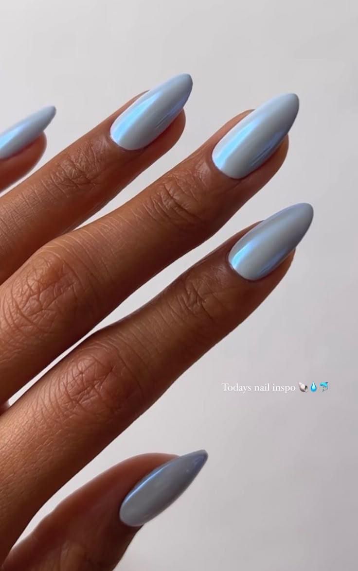 Pastel Blue chrome nails