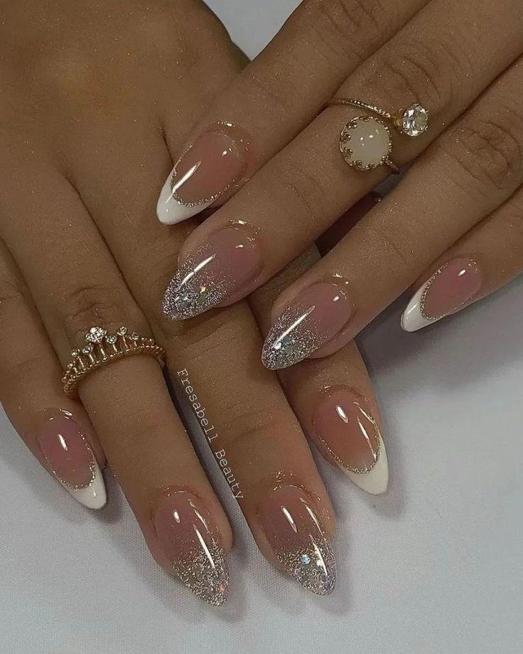 Elegant French Glitter Manicure
