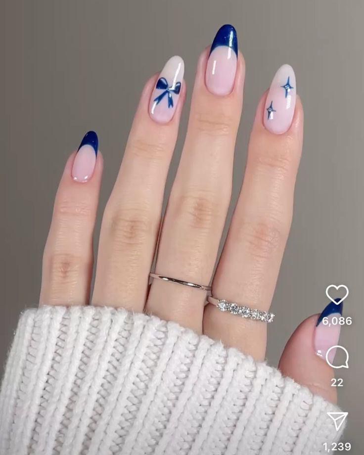 Blue French Tip Nail Art