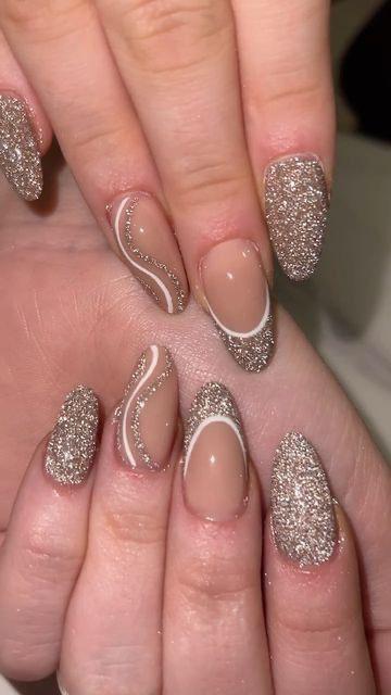 Glitter Nude Coffin Press-On Nails