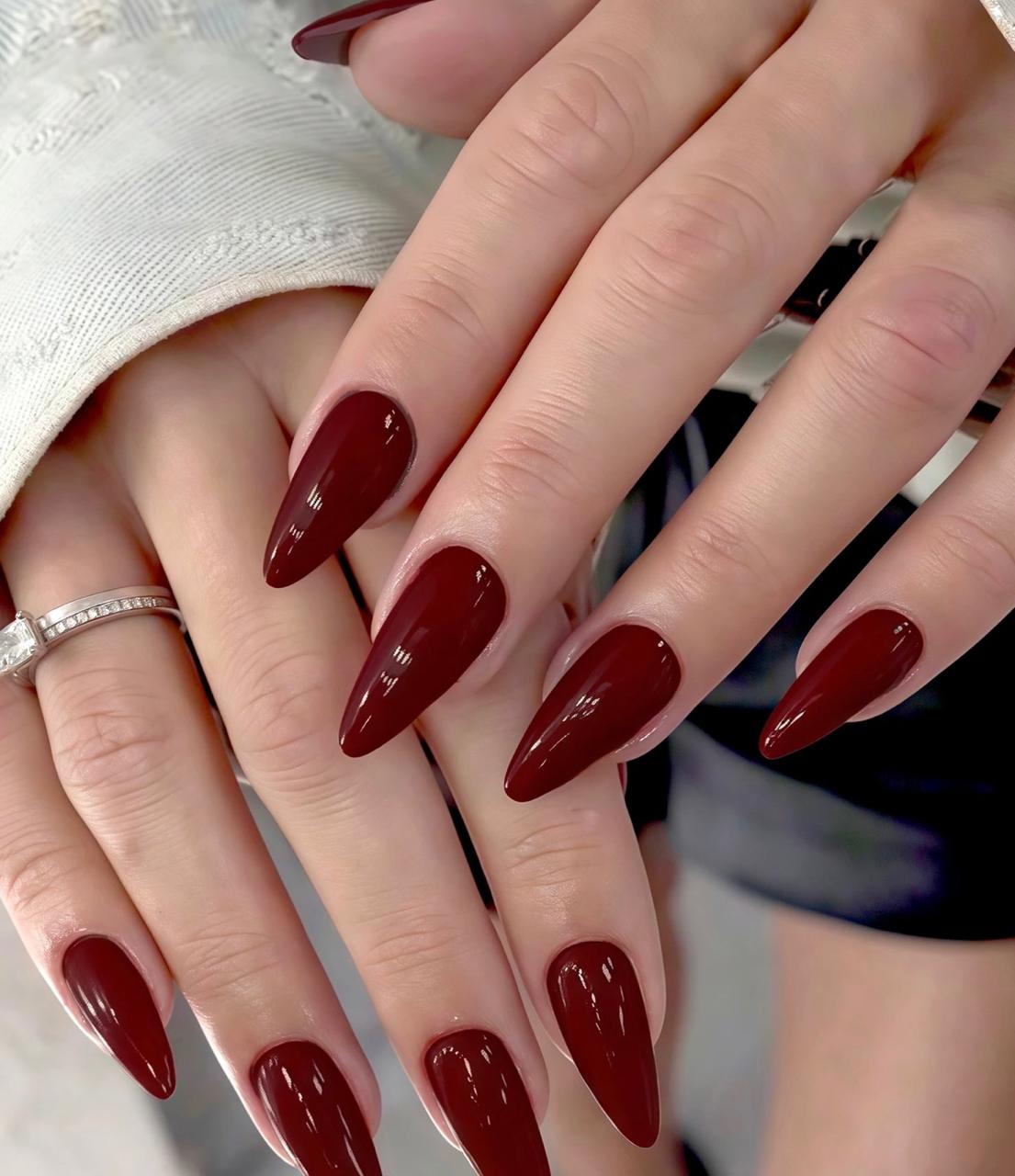 Elegant Burgundy Stiletto Nails