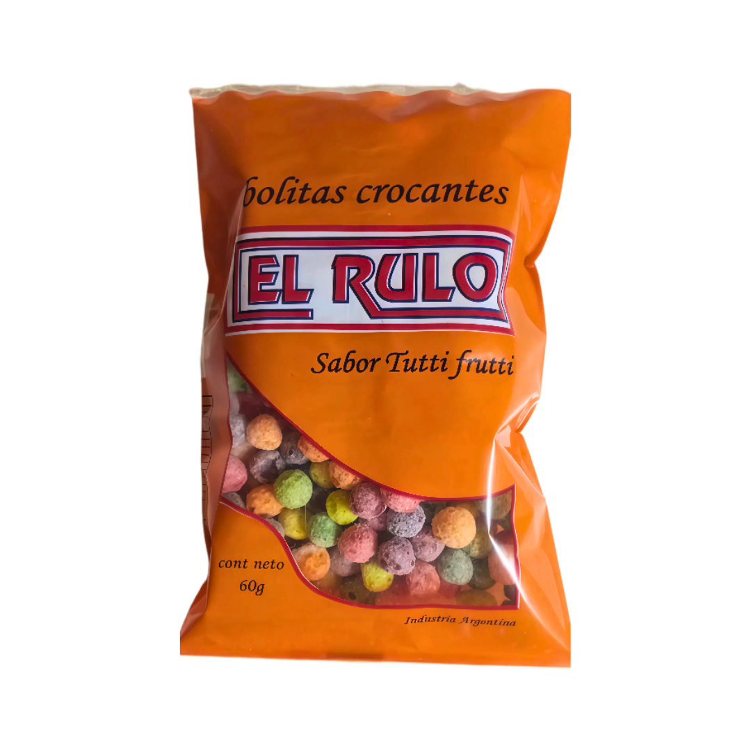 Bolitas crocantes sabor tutti frutti El Rulo 60 g