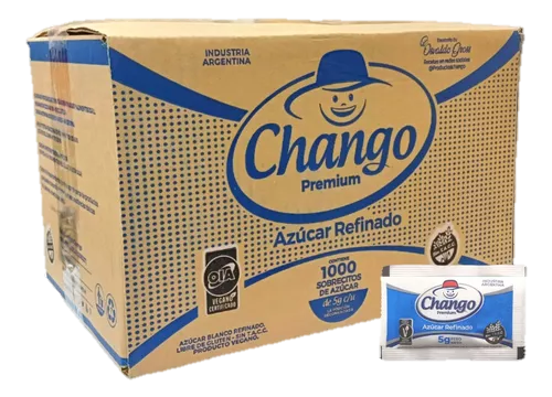 Sobres de Azúcar Refinado CHANGO – Caja x 1.000 sobres de 5 g