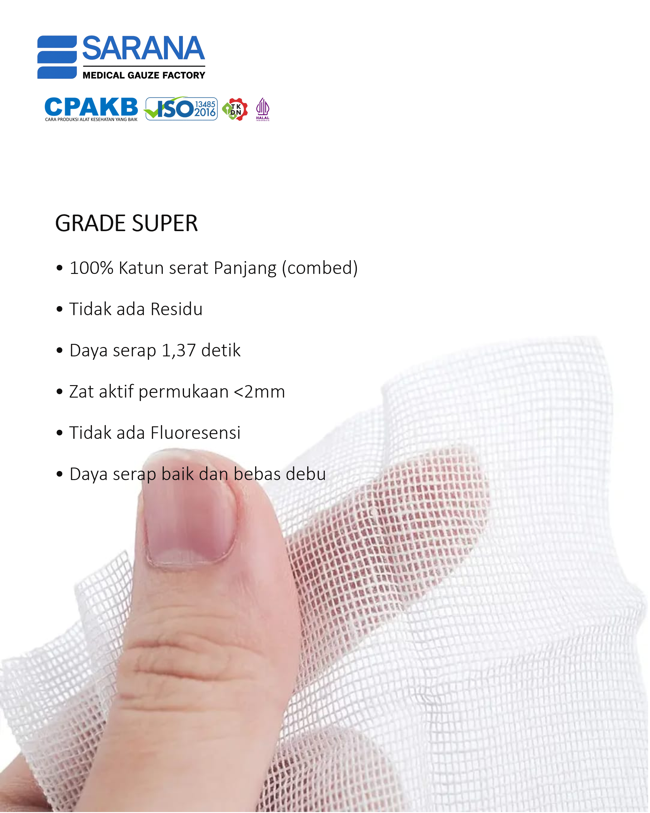 Kasa Lipat   Sterile 6 x 6 cm (2.4"x2.4")  16 Ply Isi 5