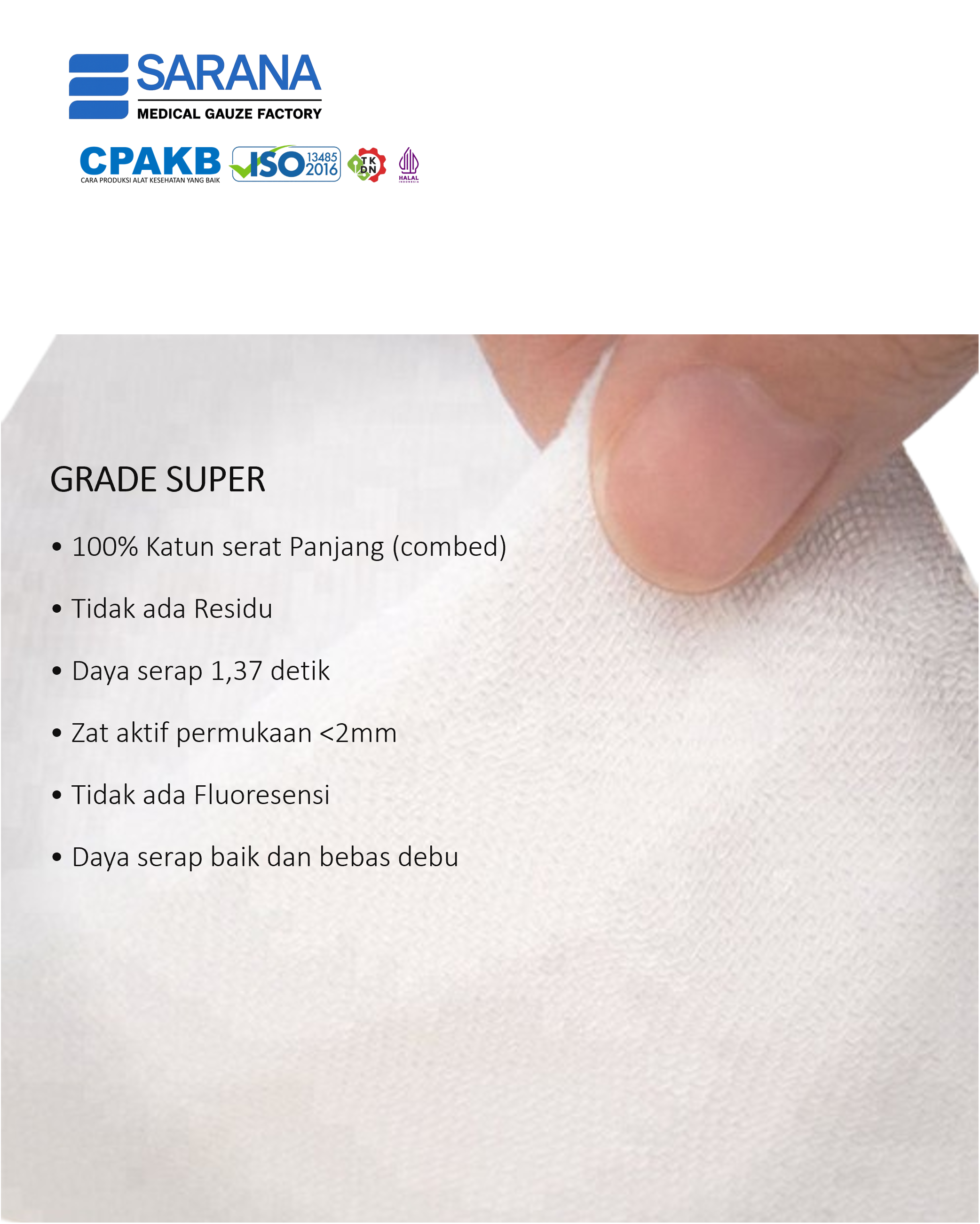 Kasa Roll 80 cm x 40 yard  Grade Super - 100% Katun Serat Panjang (Combed)