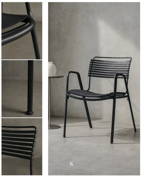 Modern Siyah Metal Sandalye