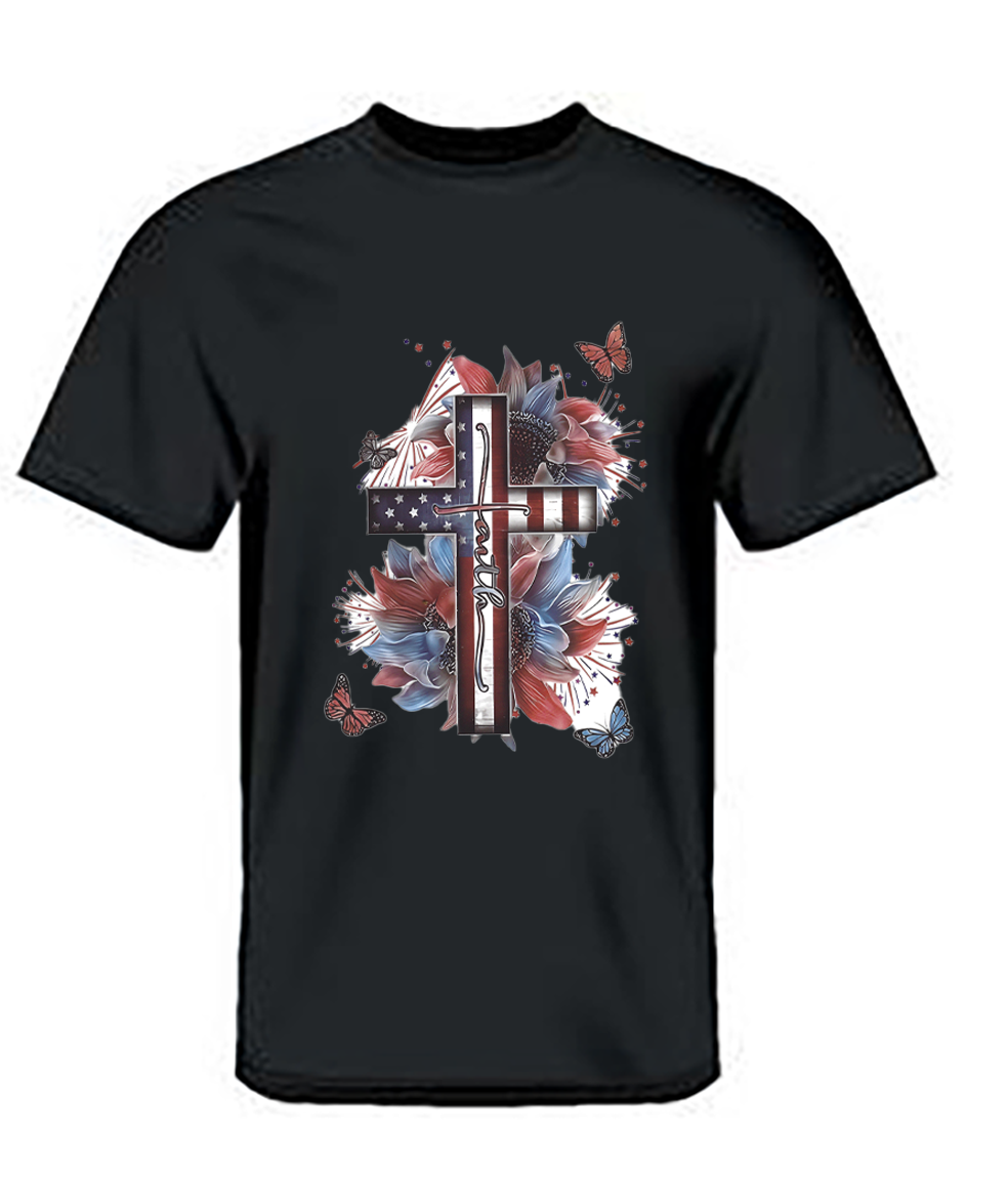 Floral Cross Graphic T-Shirt