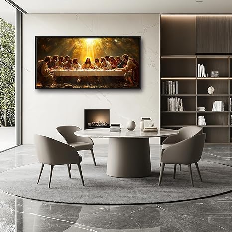  Large 60L" x 30W" The Last Supper Wall Art for Living Room, Christian Canvas Oversized Wall Decor, Jesus 
