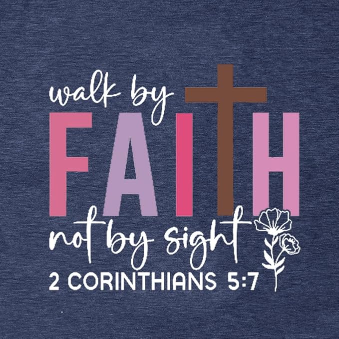 Women Mountain Sunrise Adventure Shirt Hiking Camping Workout T Loose Fit Activewear We Walk By Faith