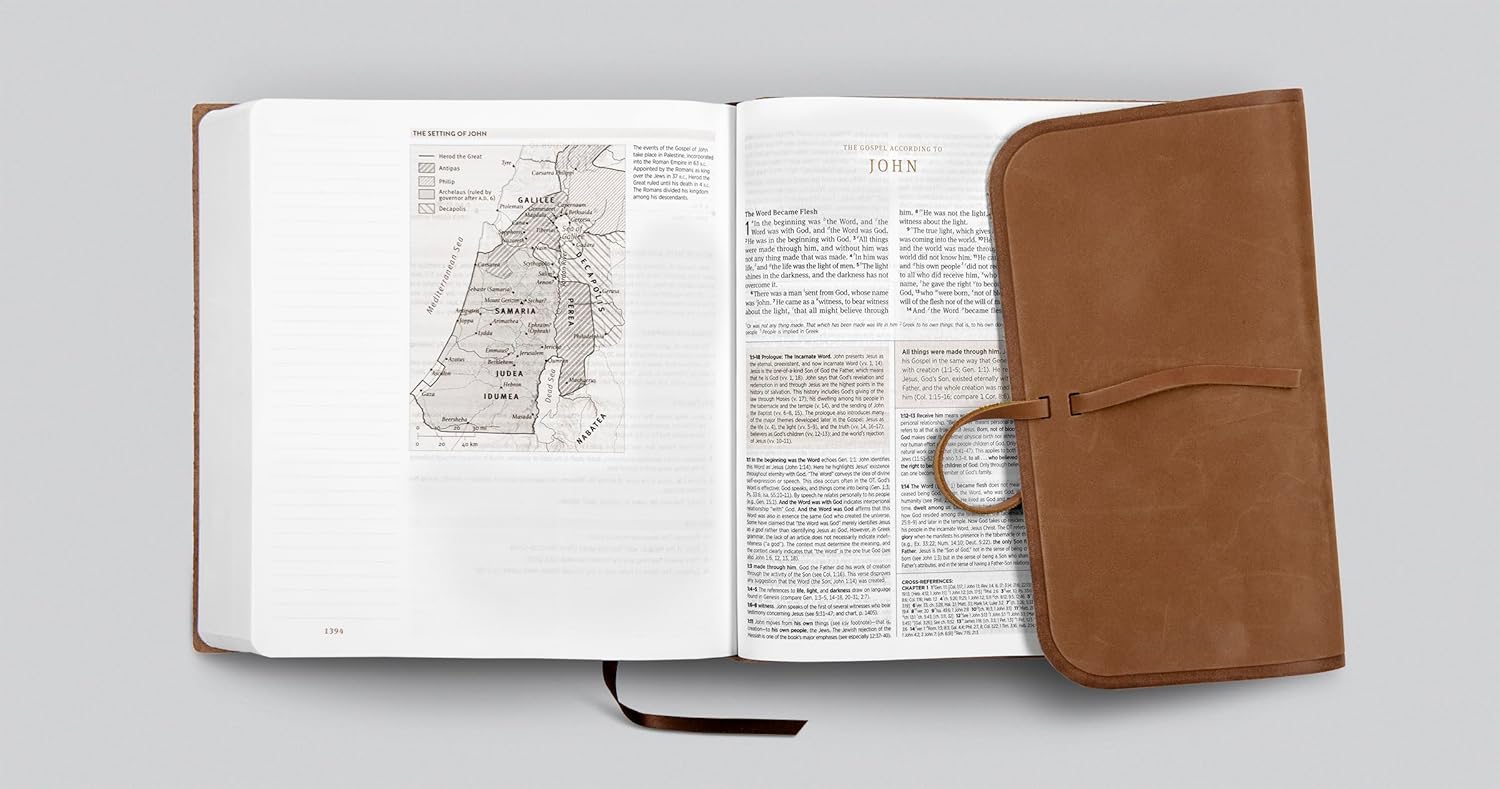 ESV Journaling Study Bible (Natural Leather, Brown, Flap with Strap): Holy Bible, English Standard Version Leather Bound – May 11, 2023 by ESV Bibles (Author), Wayne Grudem