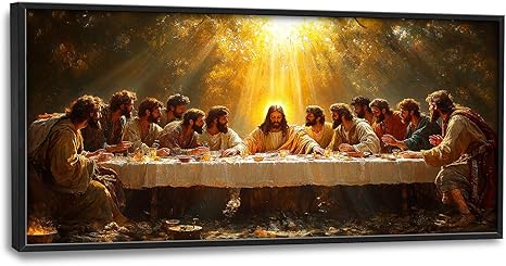  Large 60L" x 30W" The Last Supper Wall Art for Living Room, Christian Canvas Oversized Wall Decor, Jesus 