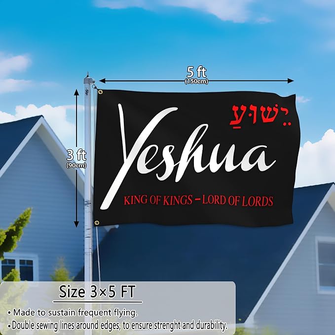 Yeshua 3x5 Ft American Jesus Flag - Polyester Double Sided Christian Yeshua King Of Kings Lord Of Lords Flag