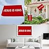  Jesus is King Flag 2x3ft Double Sided Burlap Christian Hope Faith Red Four Sided Stitched Bright Vivid Color Durable UV Fade Resistant Weatherproof