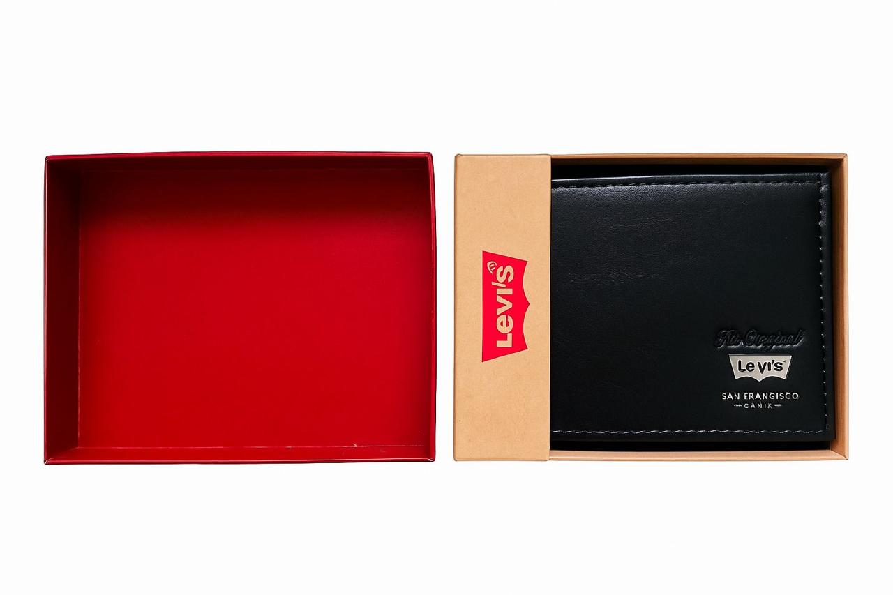 Billetera de cuero negra Levis