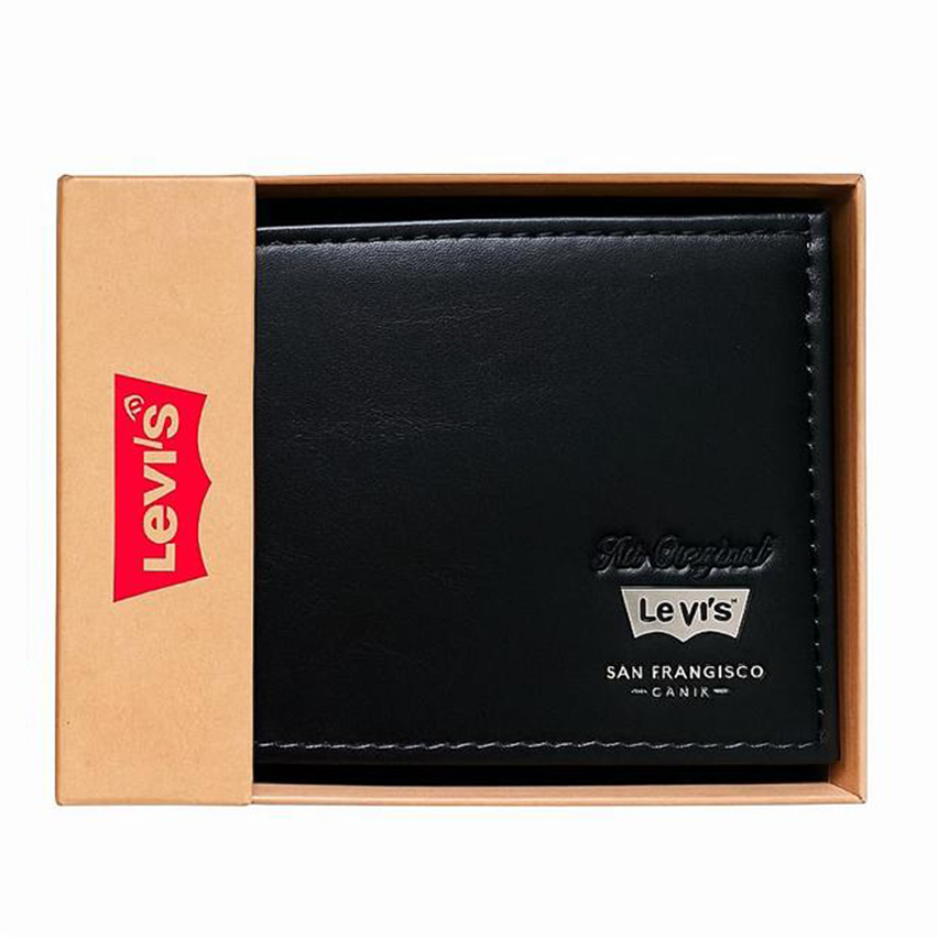 Billetera de cuero negra Levis
