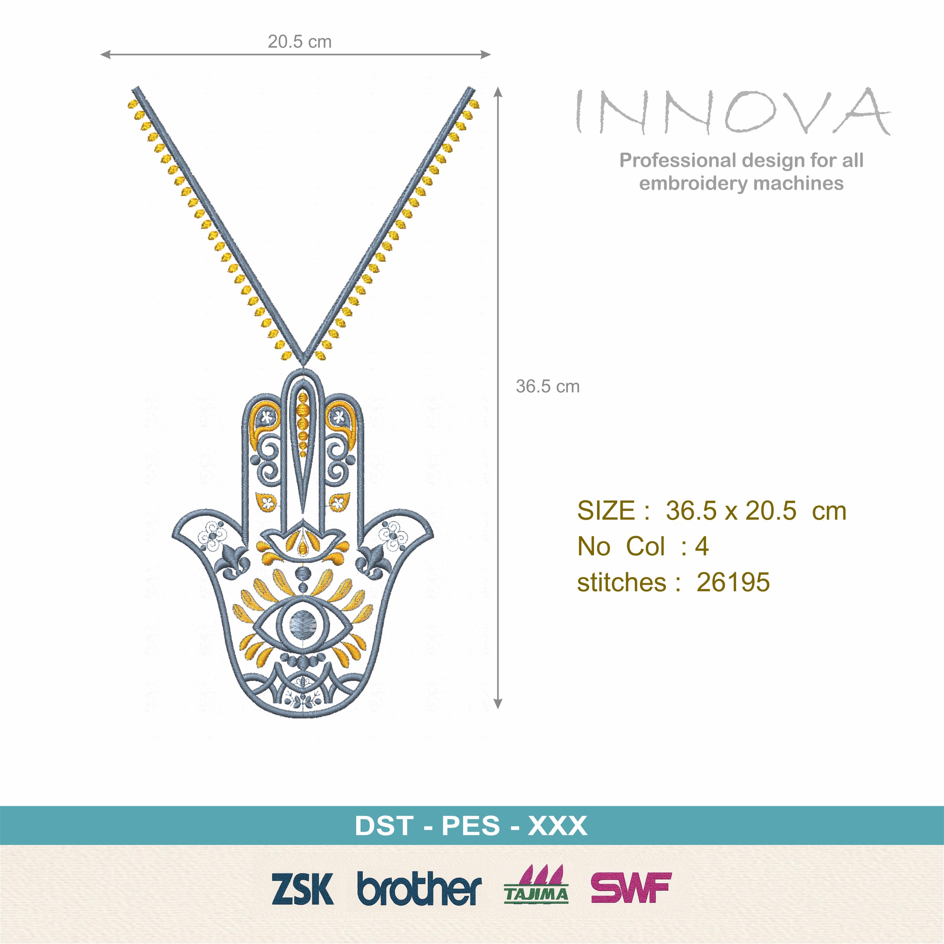 Hamsa Hand Embroidery Design - Digital Download