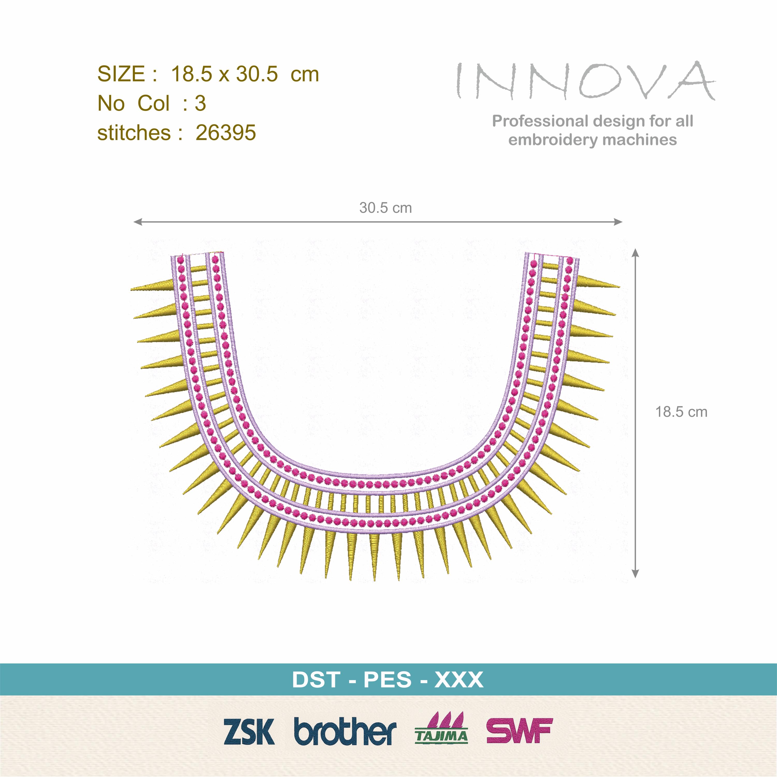 Regal Collar and Neckline Embroidery Design - Digital Download