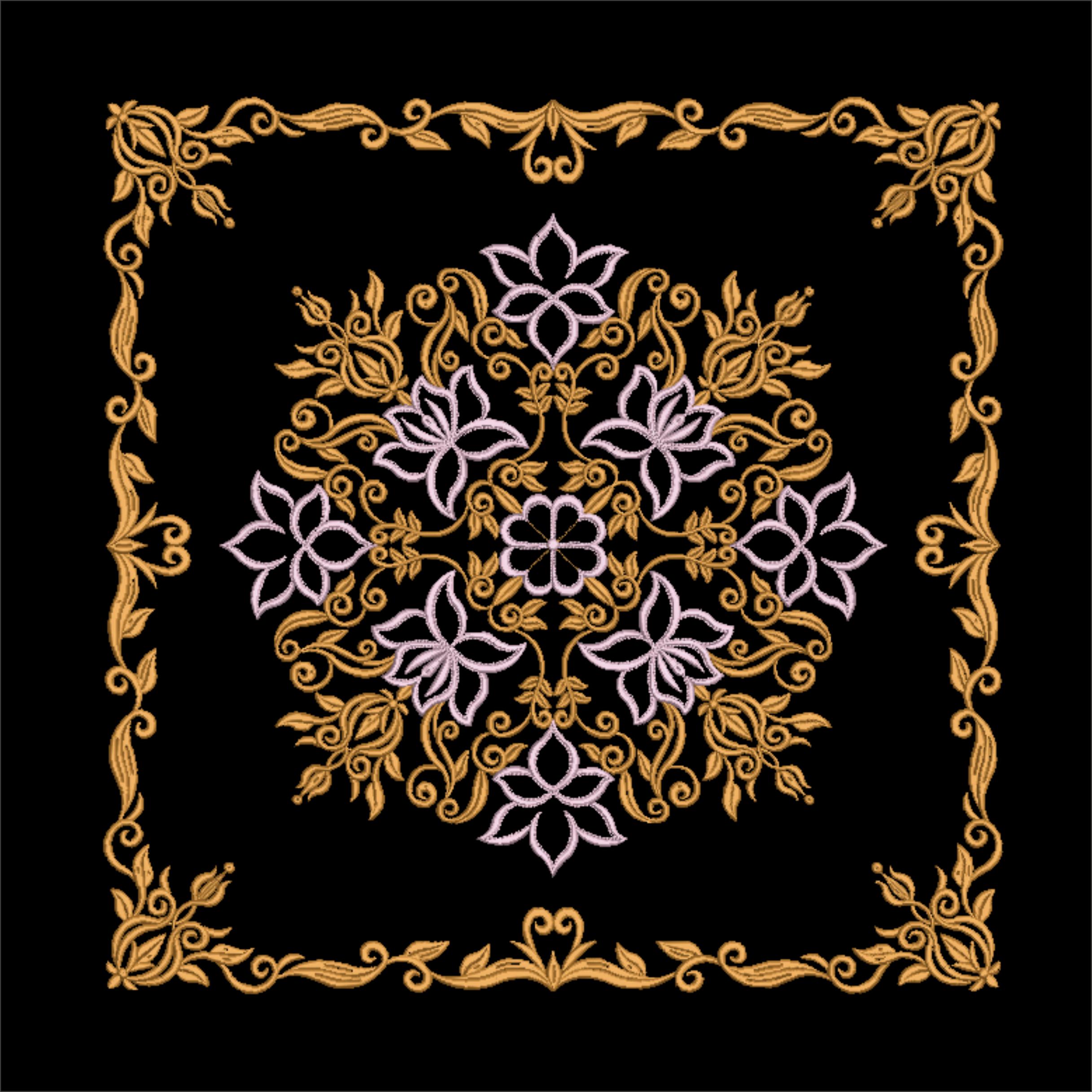Floral Table Sheet Embroidery Design | 60 x 60 cm |
