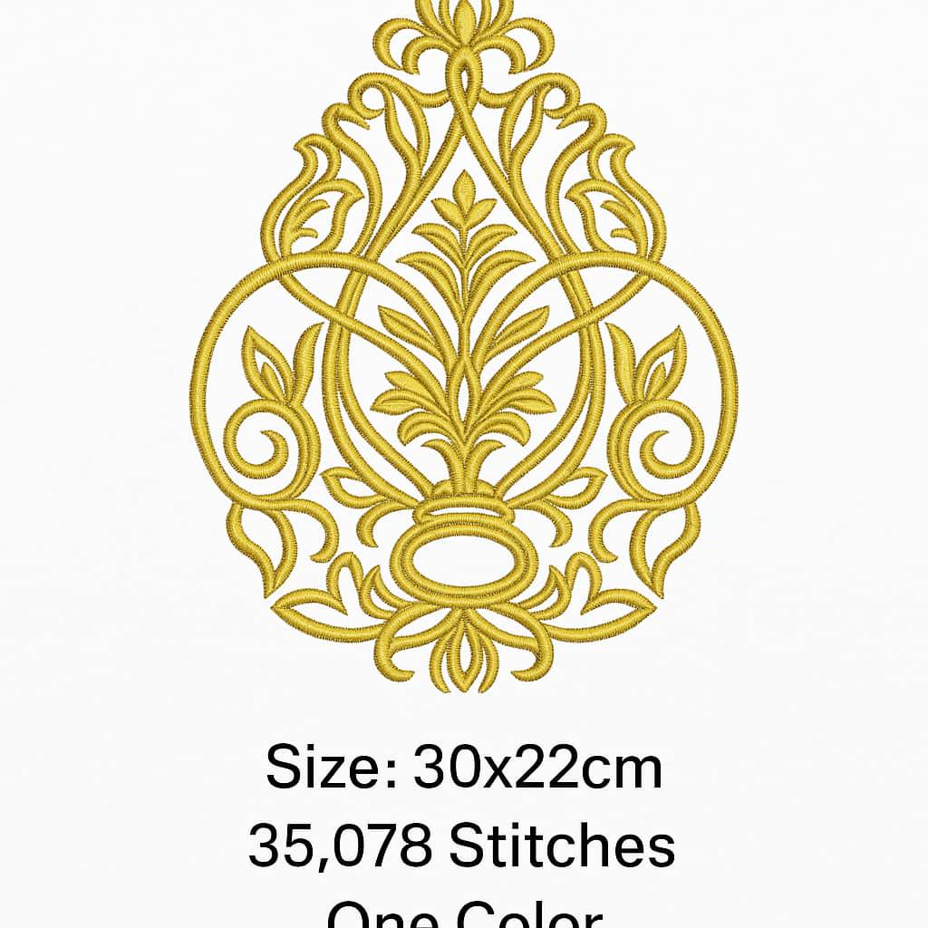 Baroque Embroidery Design - Single Color Machine Embroidery Pattern | 30x22cm Digital Download | For All Embroidery Machines