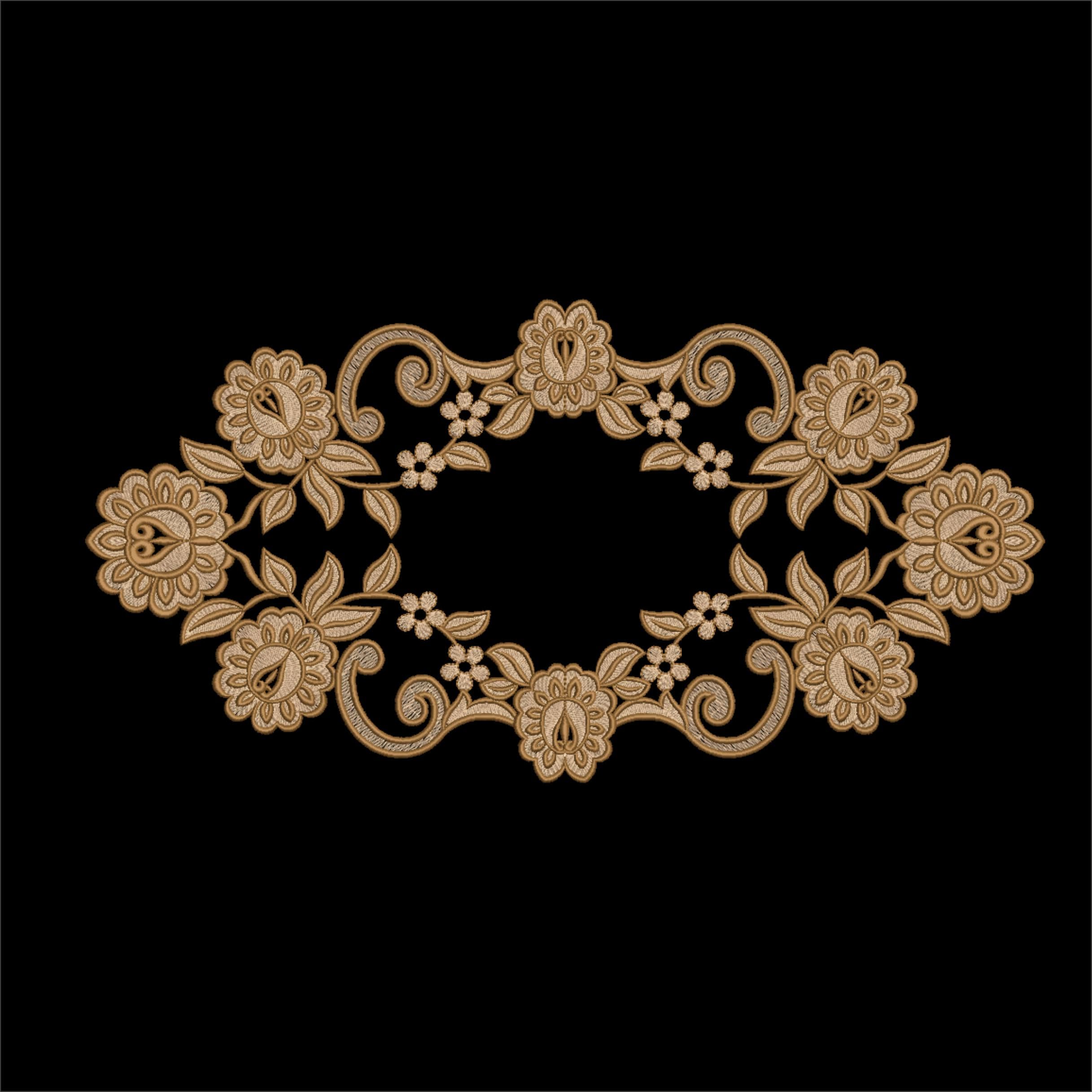 Oval Floral Frame Embroidery Design | 50 x 25 cm |