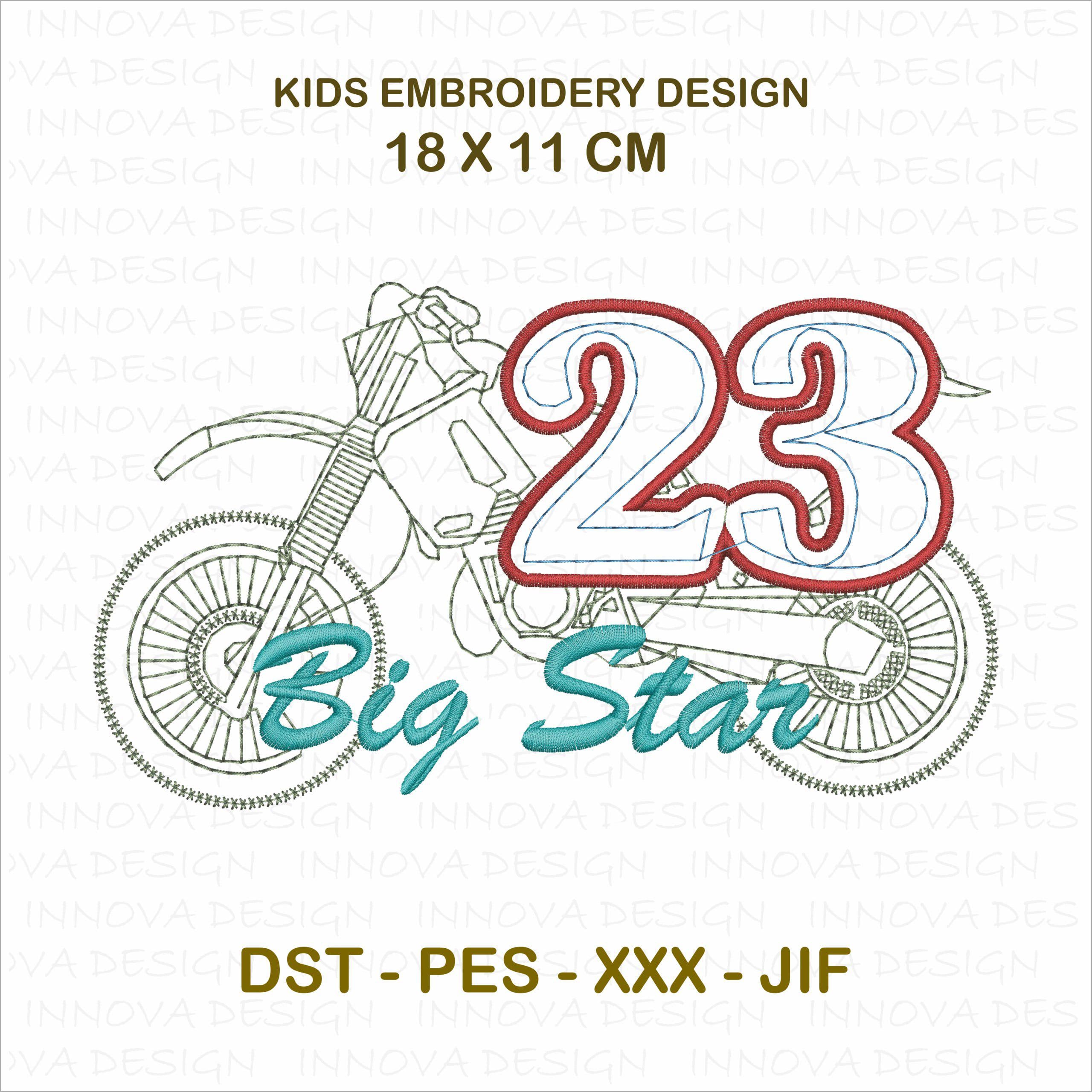 Big Star" Motocross Embroidery Design