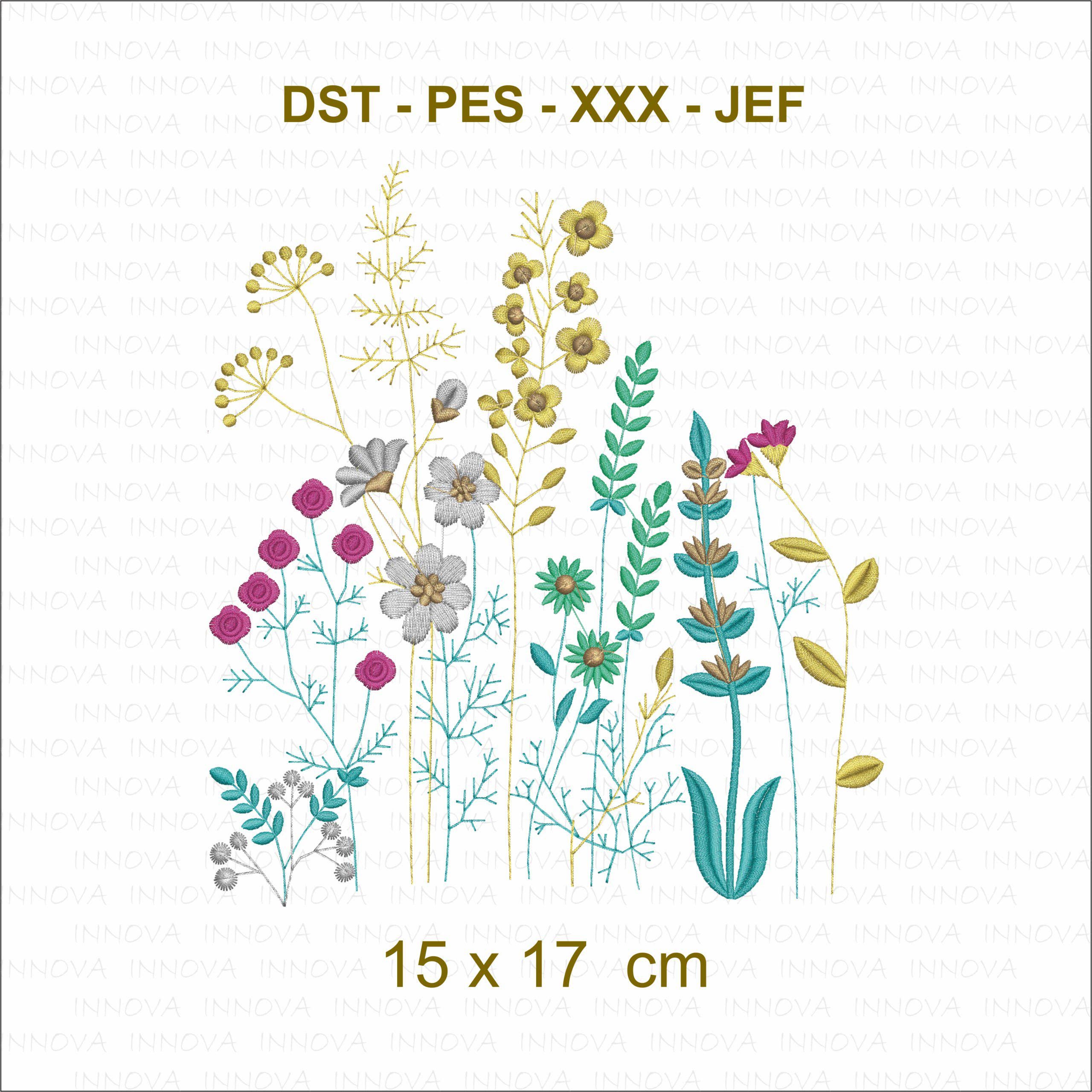 Wildflower Meadow Embroidery Design for Machine