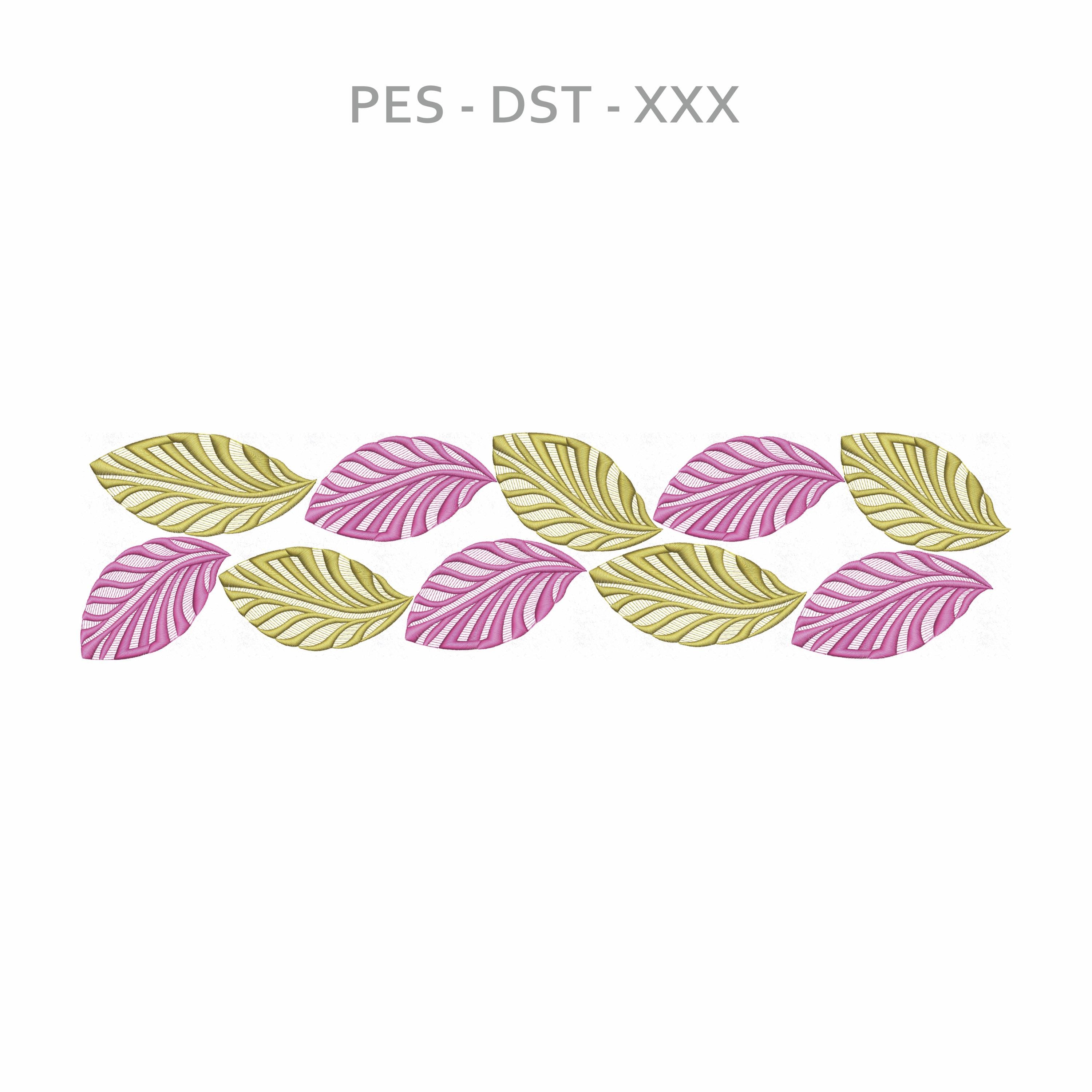 Botanical Leaf Border Embroidery Design - Digital Download