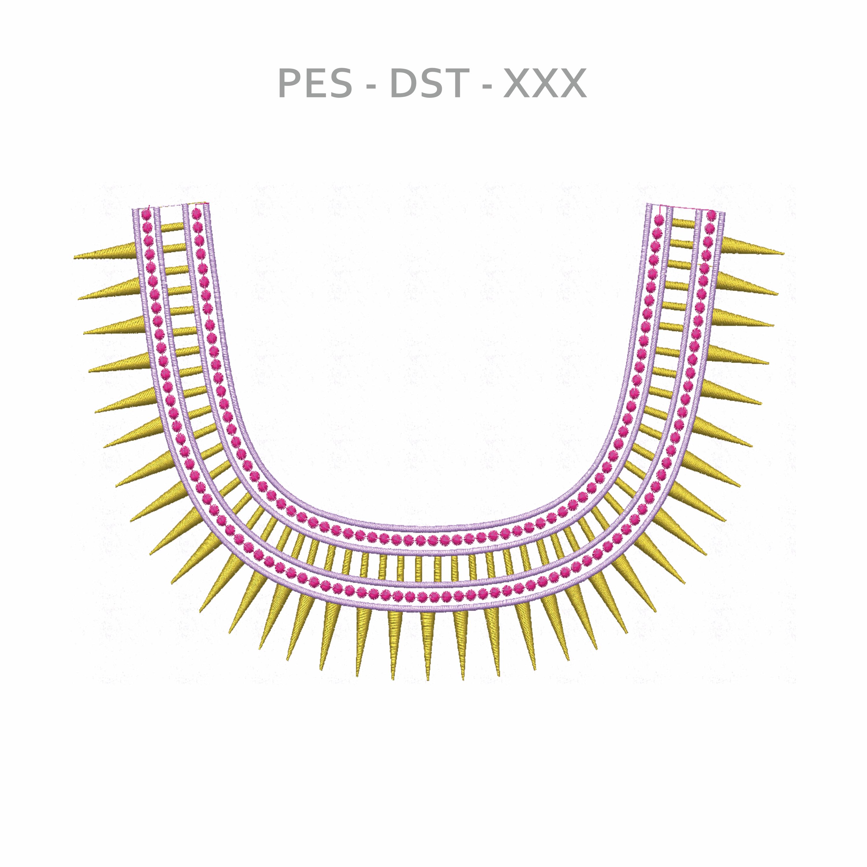 Regal Collar and Neckline Embroidery Design - Digital Download