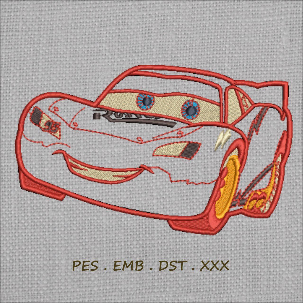Race Car Embroidery Design | Cartoon Style Car |