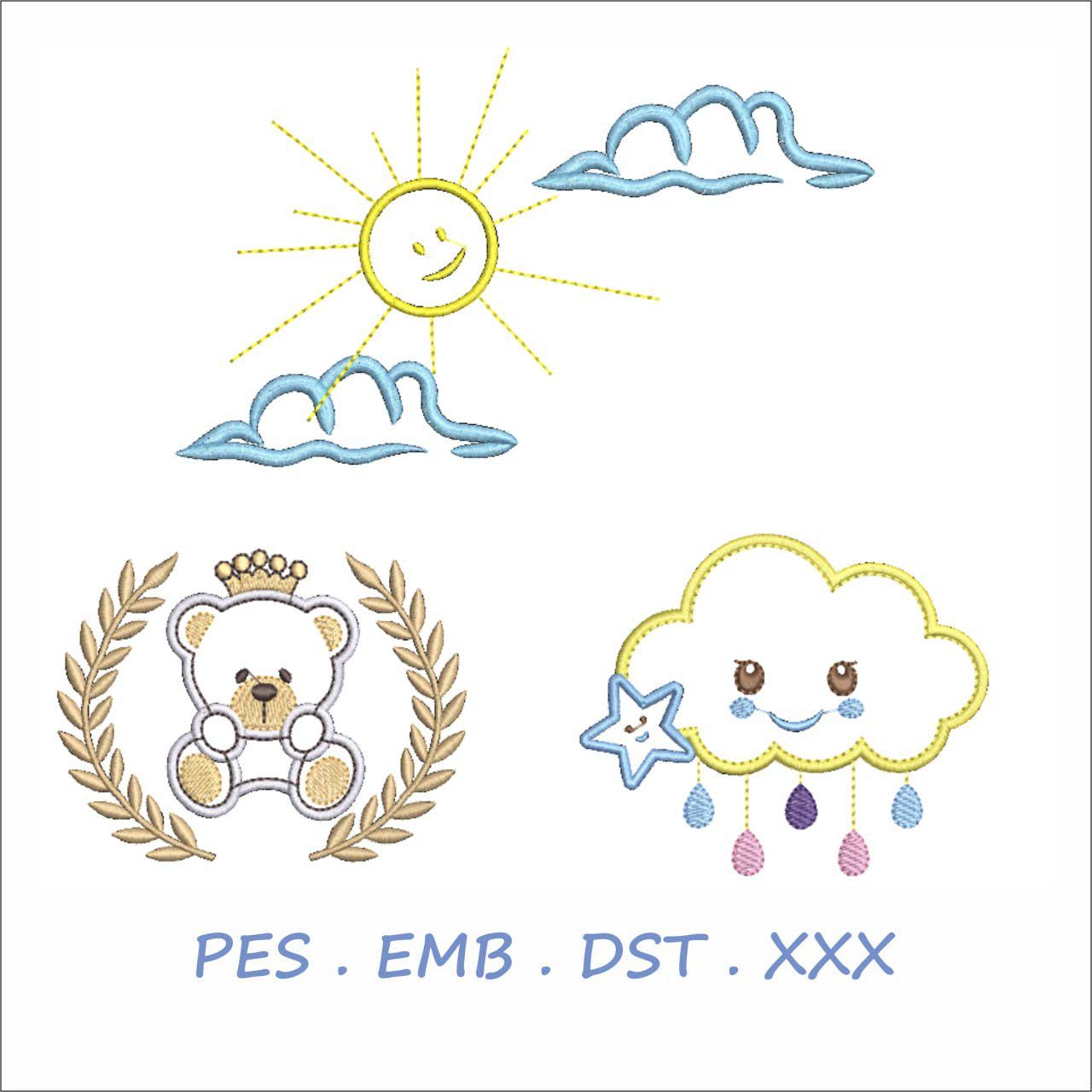Sun, Clouds & Crown Teddy Bear Embroidery Designs | Baby-Themed |
