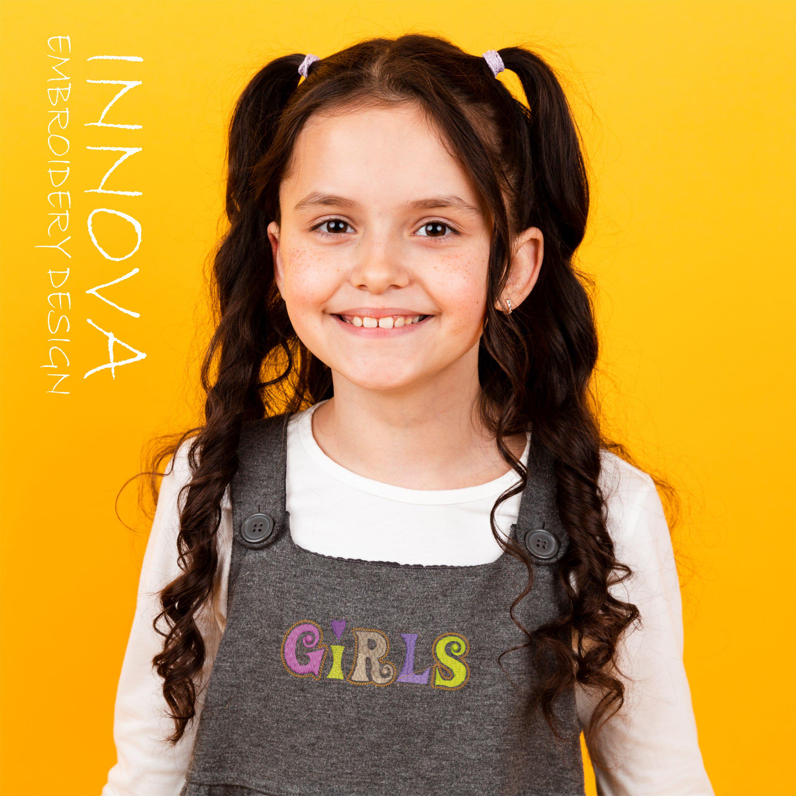 GIRLS" Word Embroidery Design