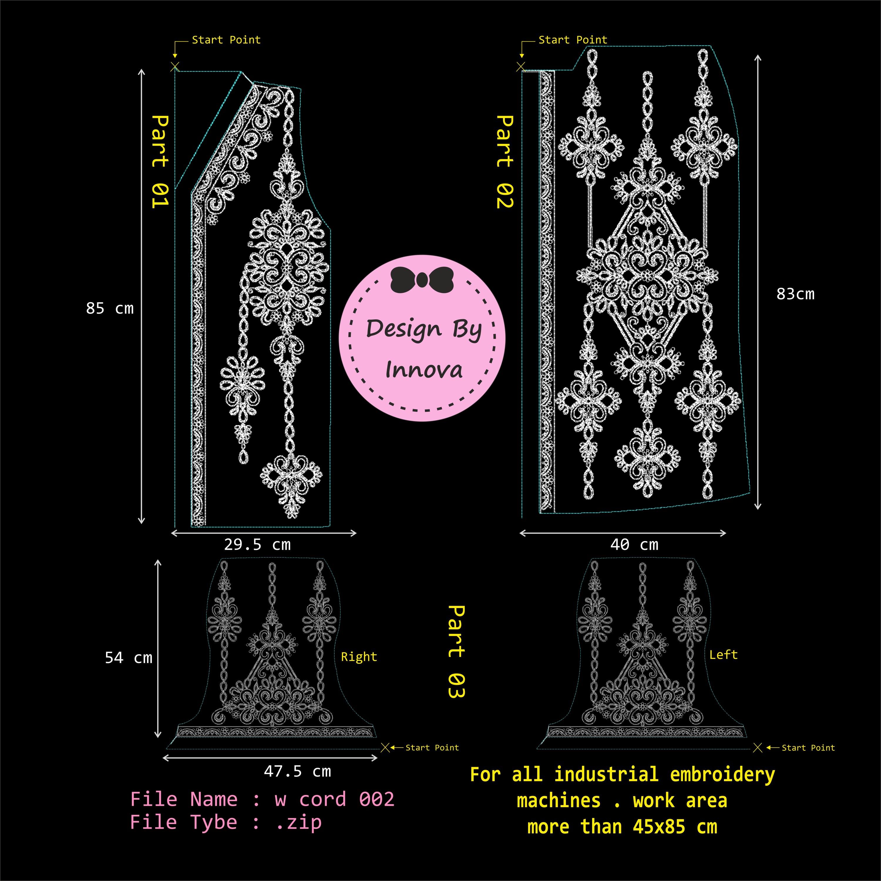 5-Part High-Quality Cording Embroidery Design – Instant Digital Download