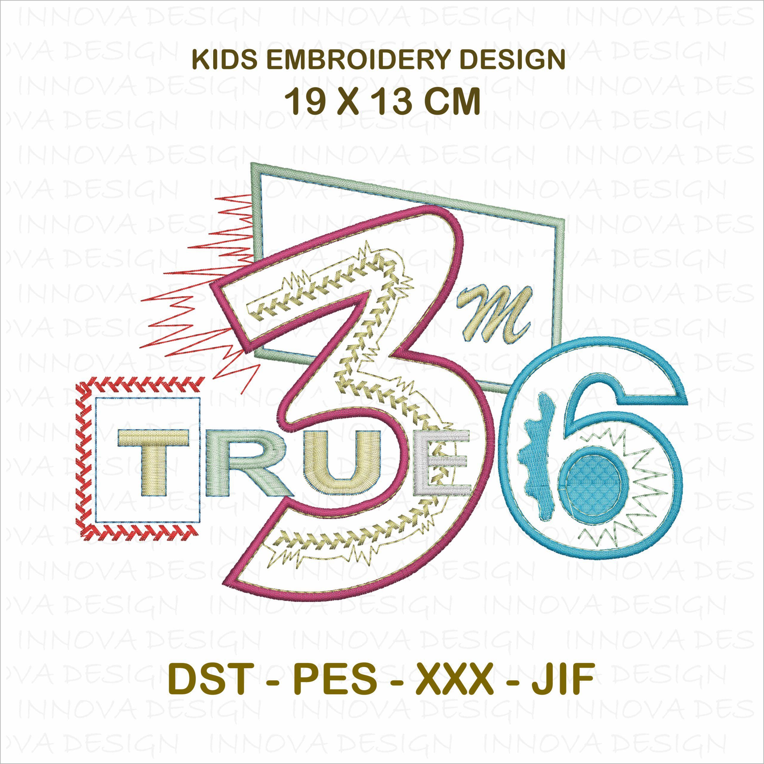TRUE 36" Kids' Embroidery Design