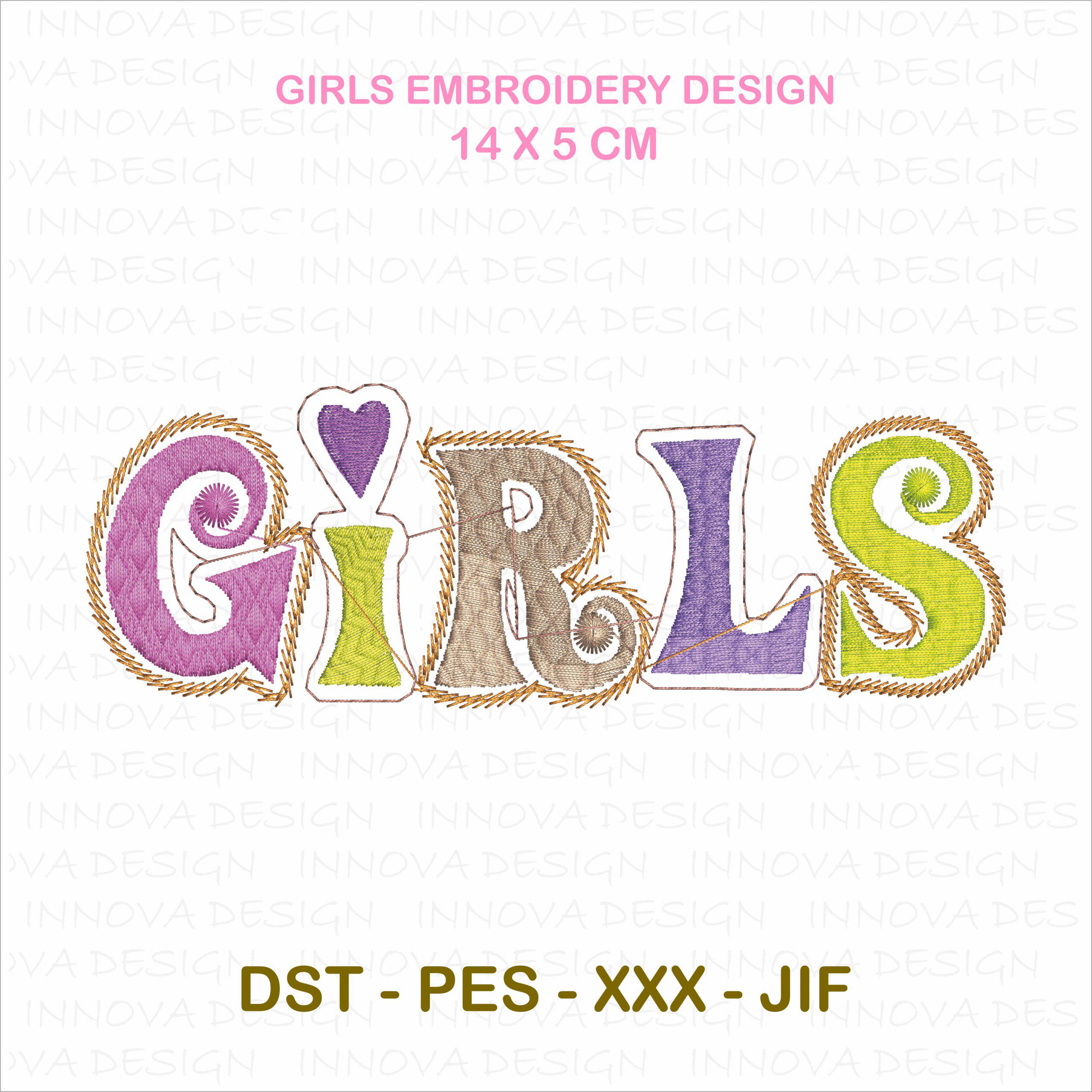 GIRLS" Word Embroidery Design