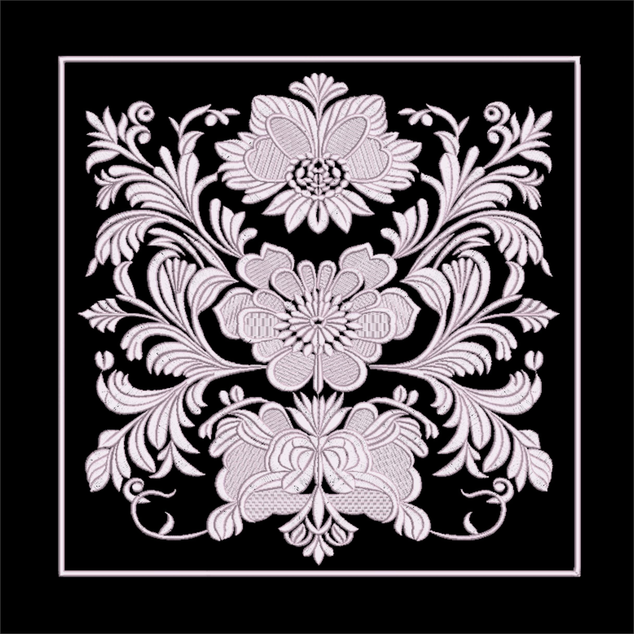 Baroque Floral Embroidery Design | 40 x 40 cm |