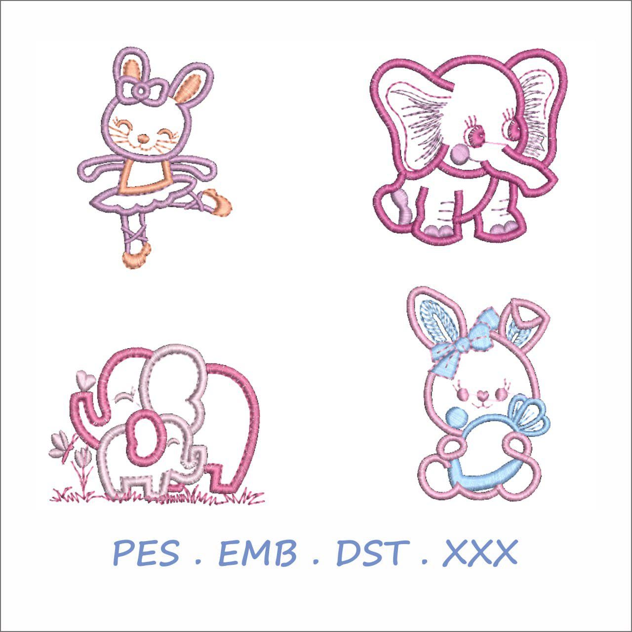 Elephant & Bunny Embroidery Design Set