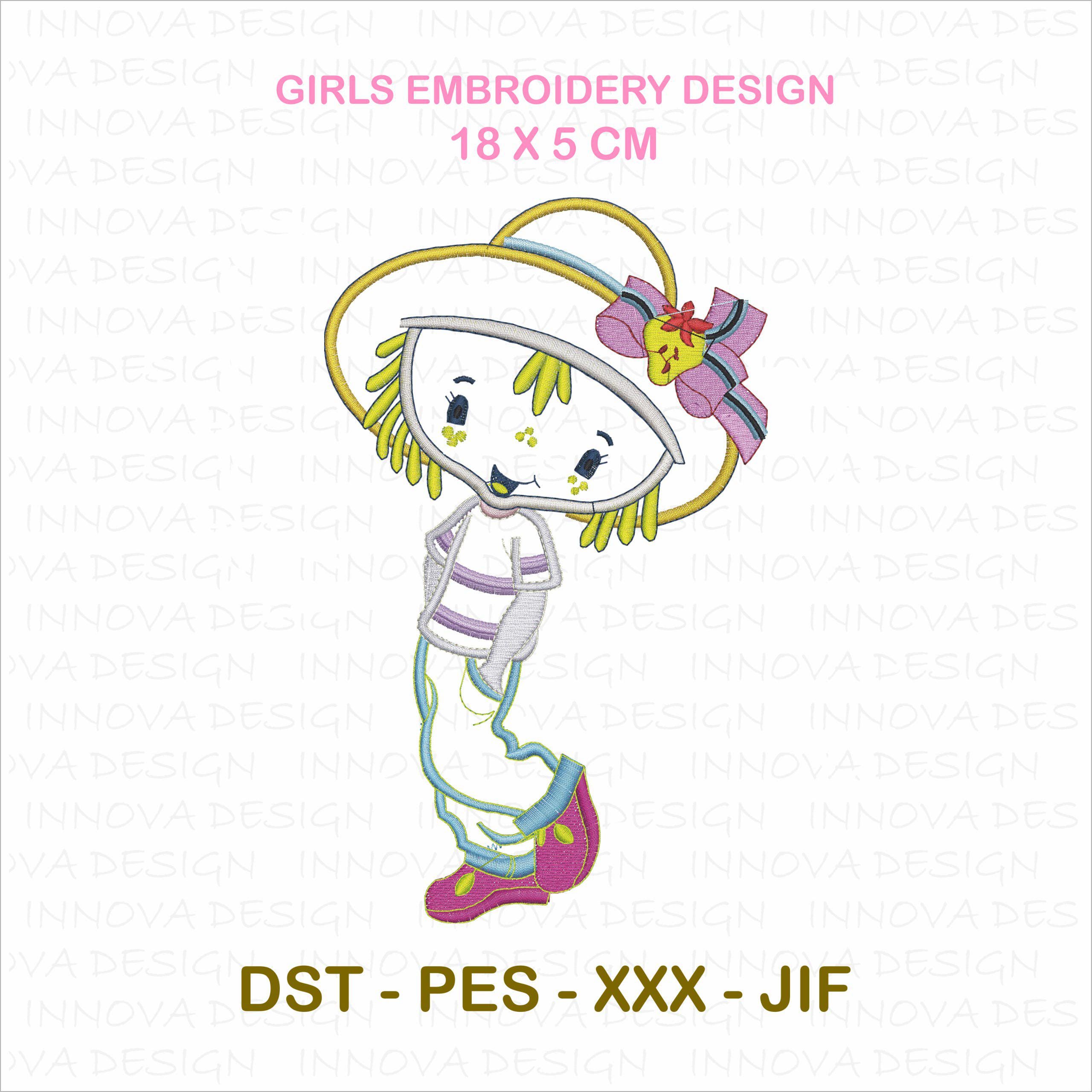 Cartoon Girl Embroidery Design