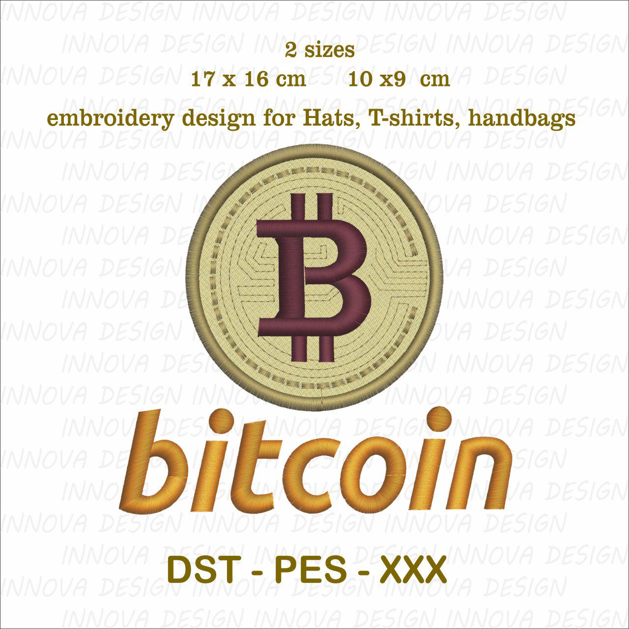 Bitcoin Embroidery Design - 2 Sizes Included