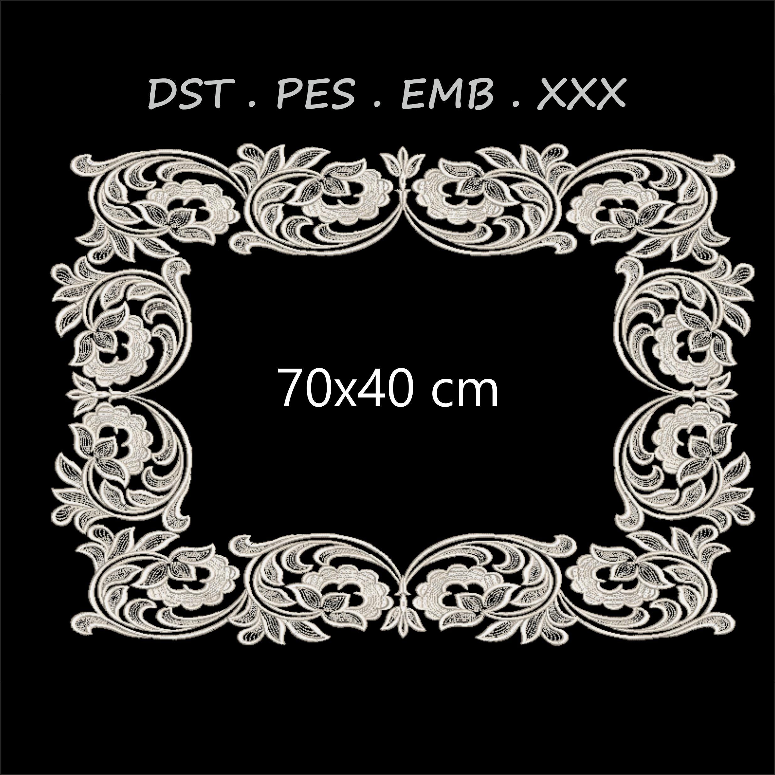 Oval Floral Frame Embroidery Design | 50 x 25 cm |