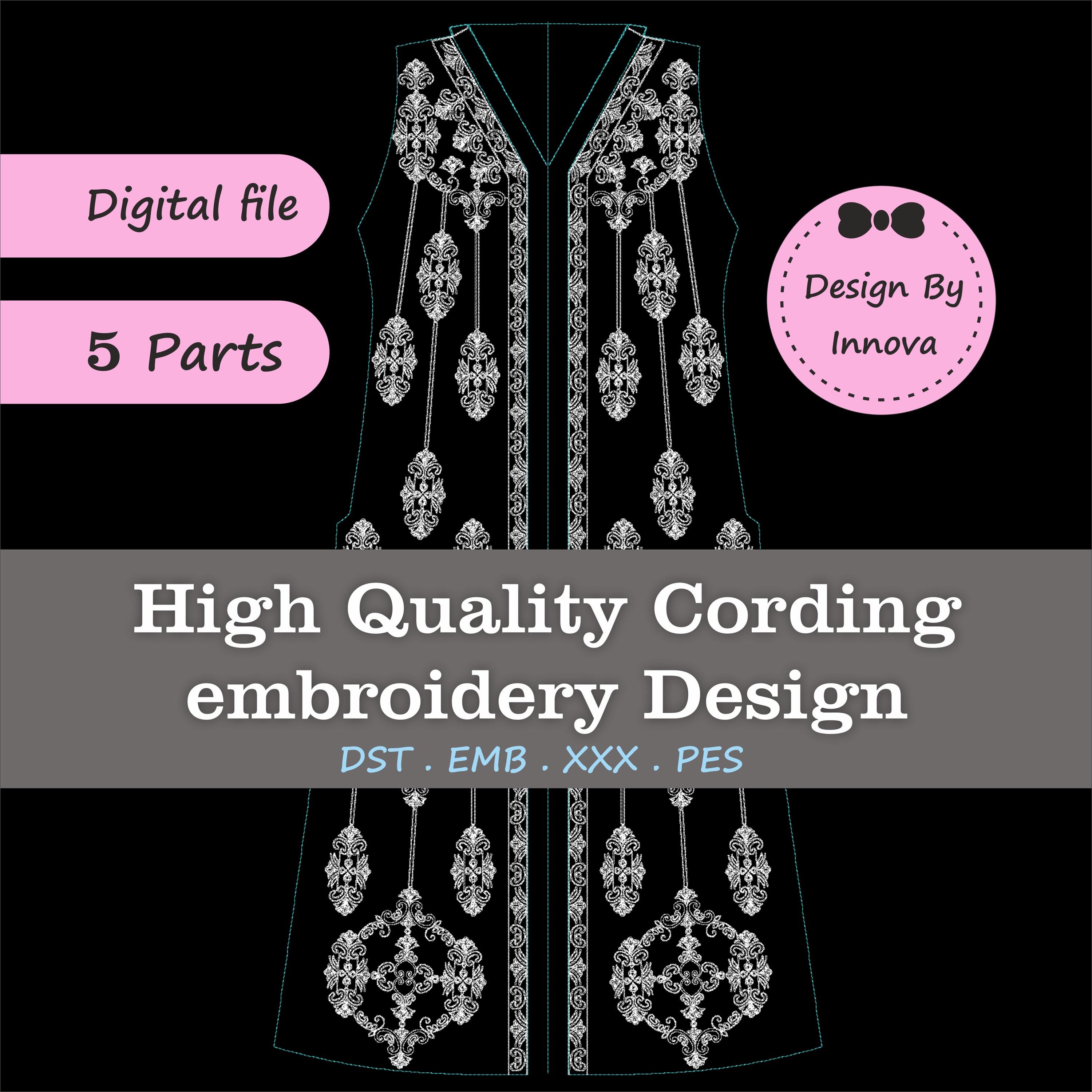 High Quality Cording Embroidery Design – 5-Part Digital File