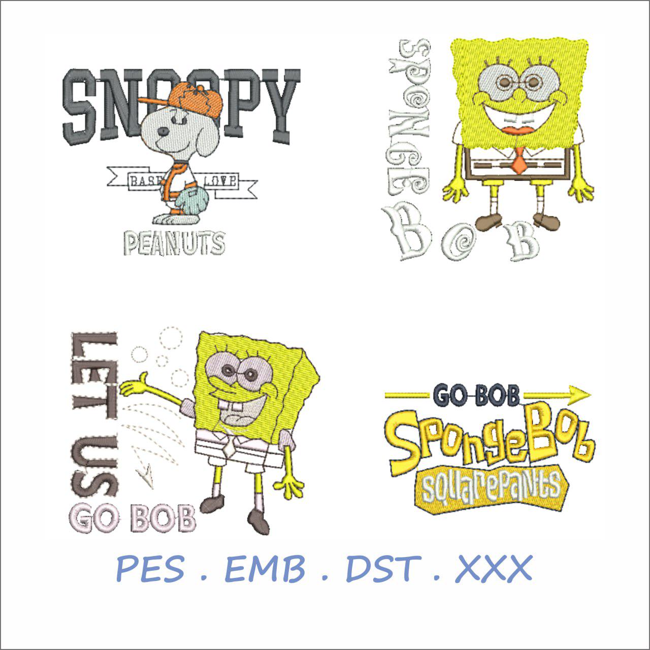 SpongeBob & Snoopy Cartoon Embroidery Pack | Digital Download |