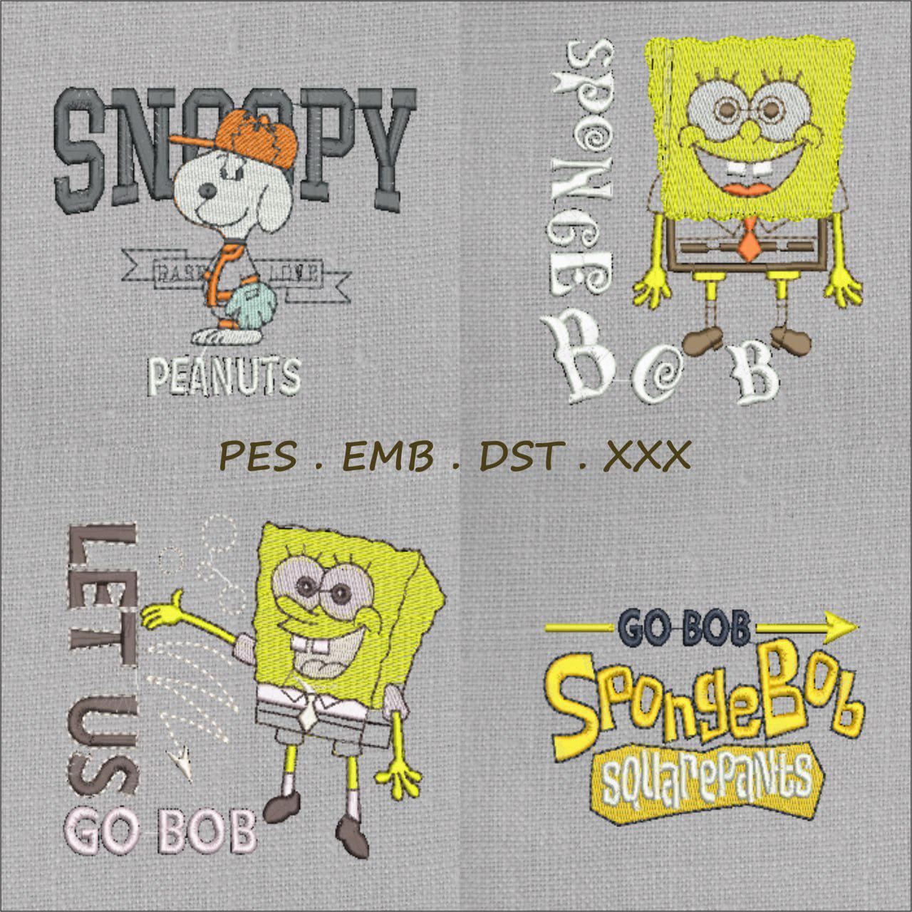 SpongeBob & Snoopy Cartoon Embroidery Pack | Digital Download |