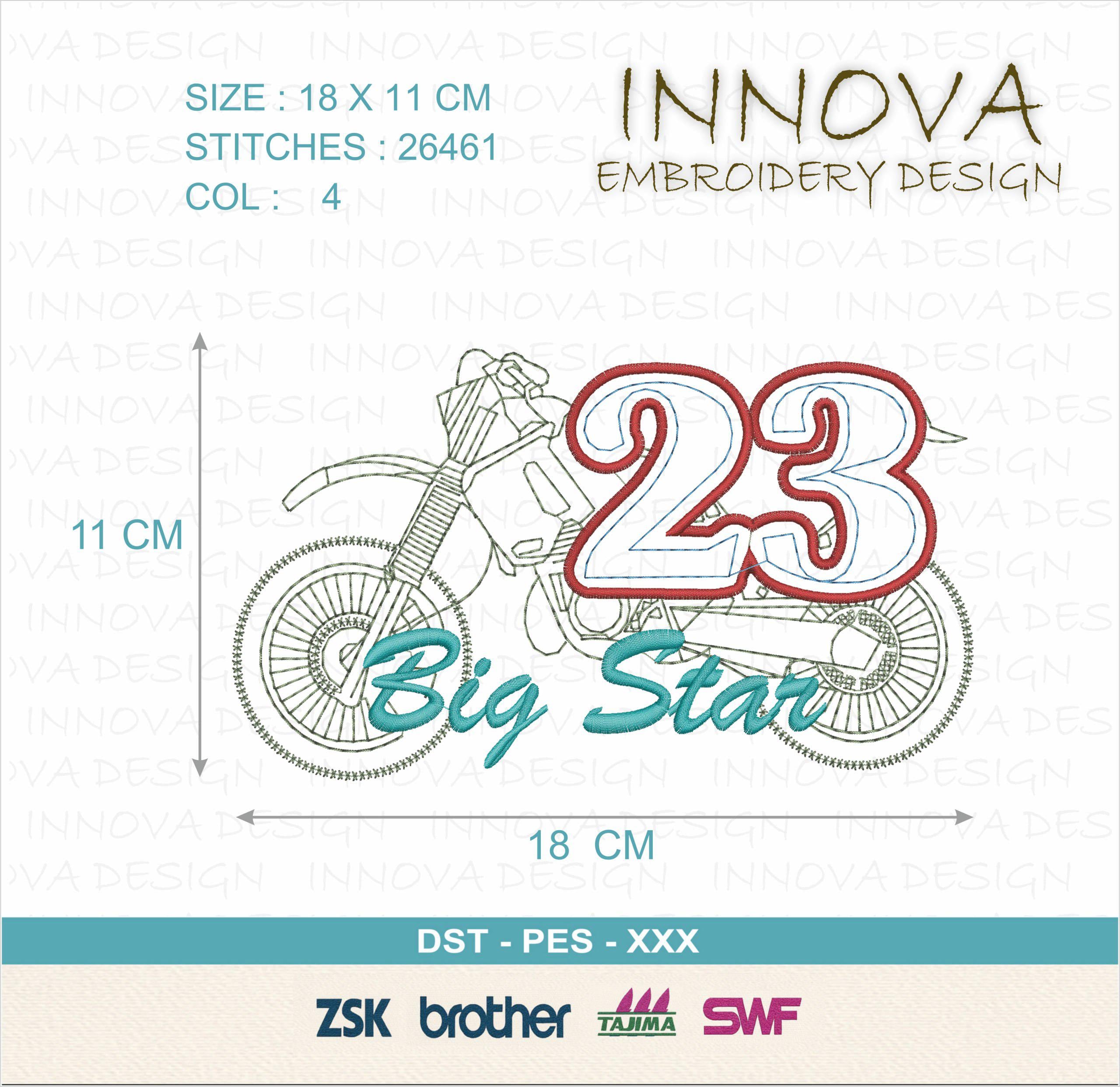 Big Star" Motocross Embroidery Design